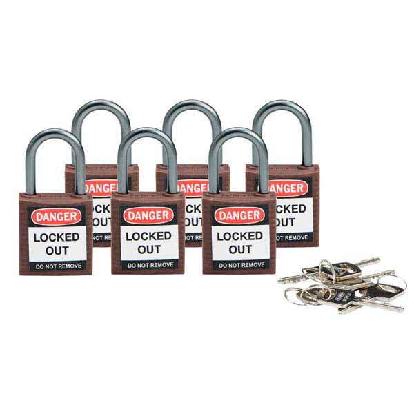 Brady 814120 Compact Safety Padlock 25mm Brown 6 Pack