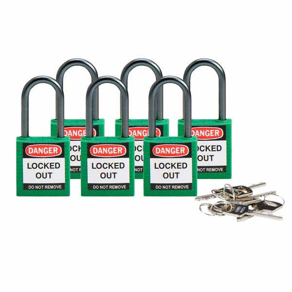 Brady 814128 Compact Safety Padlock 38mm Green 6 Pack
