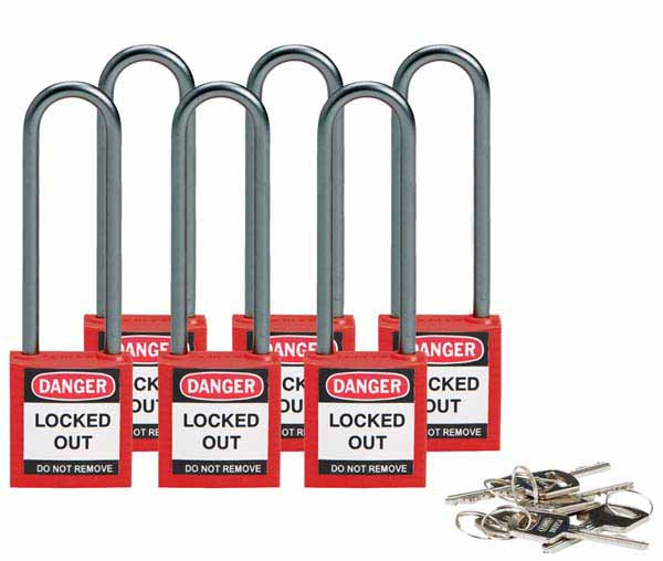Brady 814146 Compact Safety Padlock 75mm Red 6 Pack