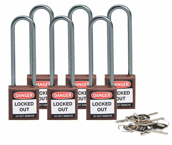 Brady 814150 Compact Safety Padlock 75mm Brown 6 Pack
