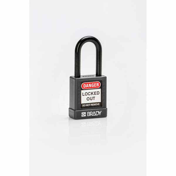 Brady 834469 Safety Security Padlock 38mm Nylon Encased Black 6 Pack