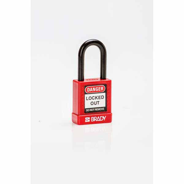 Brady 834470 Safety Security Padlock 38mm Nylon Encased Red 6 Pack