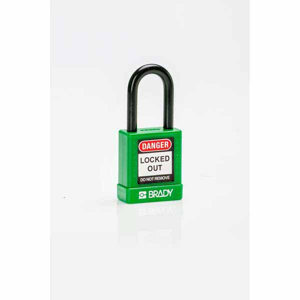 Brady 834472 Safety Security Padlock 38mm Nylon Encased Green 6 Pack