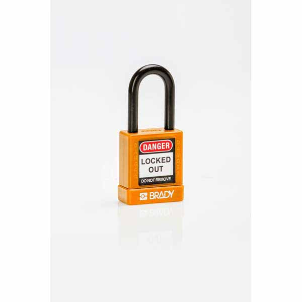 Brady 834473 Safety Security Padlock 38mm Nylon Encased Orange 6 Pack