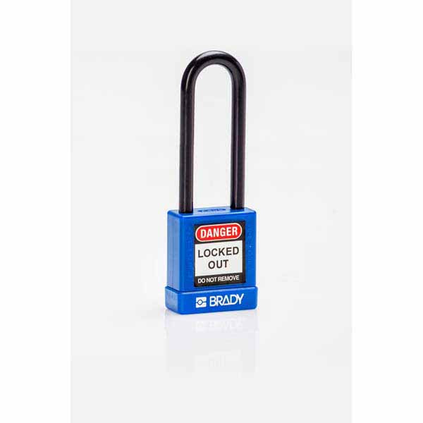 Brady 834474 Safety Security Padlock 75mm Nylon Encased Blue 6 Pack