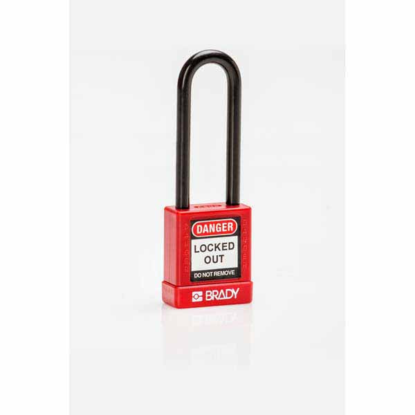 Brady 834476 Safety Security Padlock 75mm Nylon Encased Red 6 Pack
