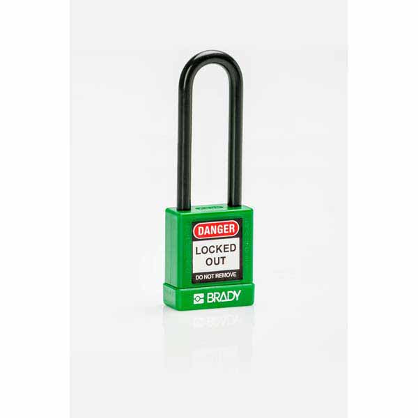 Brady 834478 Safety Security Padlock 75mm Nylon Encased Green 6 Pack