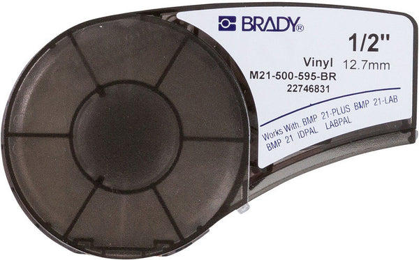 M21-500-595-BR Brady BMP21 White on Brown Vinyl Label Tape - Labelzone