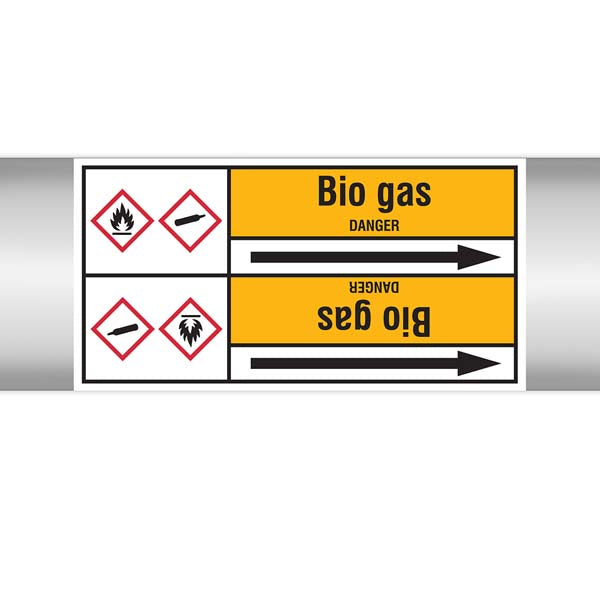 N007378 Brady Black on Yellow Bio gas Clp Pipe Marker On Roll