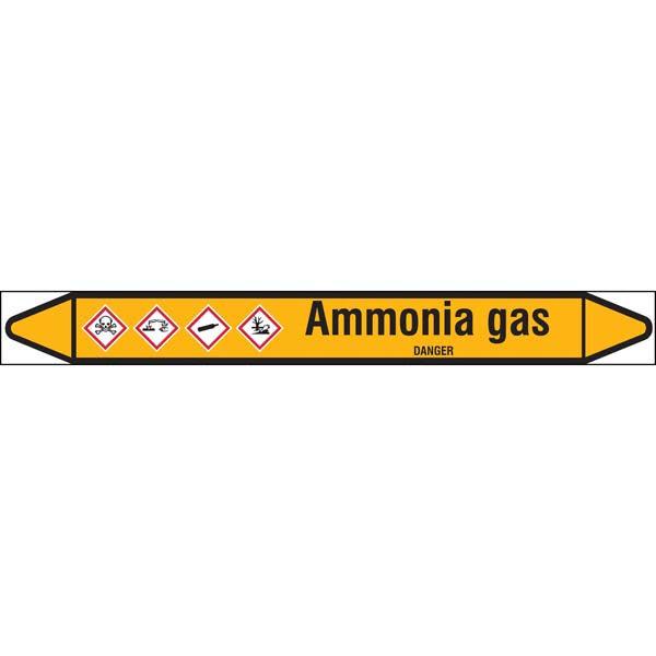 N007544 Brady Black on Yellow Ammonia gas Clp Pipe Marker On Roll
