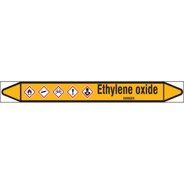 N007726 Brady Black on Yellow Ethylene oxide Clp Pipe Marker On Roll