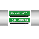 N023076 - Brady Pipe Marker On Roll Hot Water 105c 100mm x 33 m