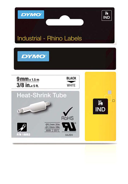 Dymo Rhino S0718280 - 9mm White Heat Shrink Tubing - Labelzone