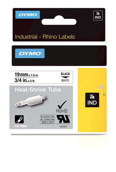Dymo Rhino S0718330 - 19mm White Heat Shrink Tubing - Labelzone