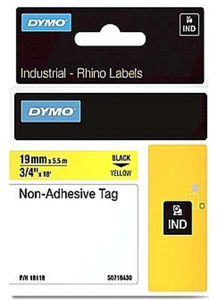 Dymo Rhino S0718430 - 19mm Yellow Non Adhesive Tag - Labelzone