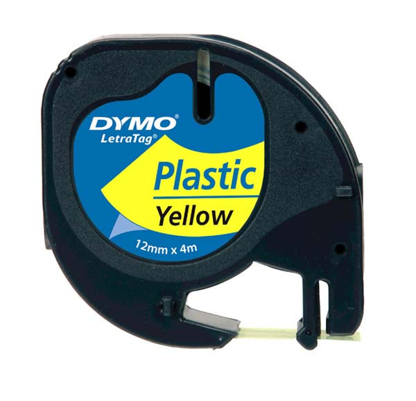 12mm Hyper Yellow Plastic Dymo Letratag Tape from Labelzone