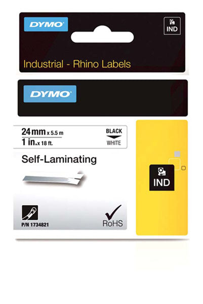 Dymo Rhino S0773860 - 24mm White 6000 Self Laminating Vinyl 1734821 - Labelzone
