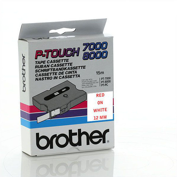Brother TX-232 - 12mm Red on White Laminated TX Tape - Labelzone