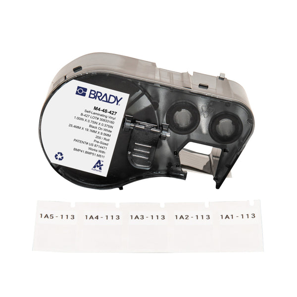 M4-48-427 Brady Self-Laminating Vinyl Black on White