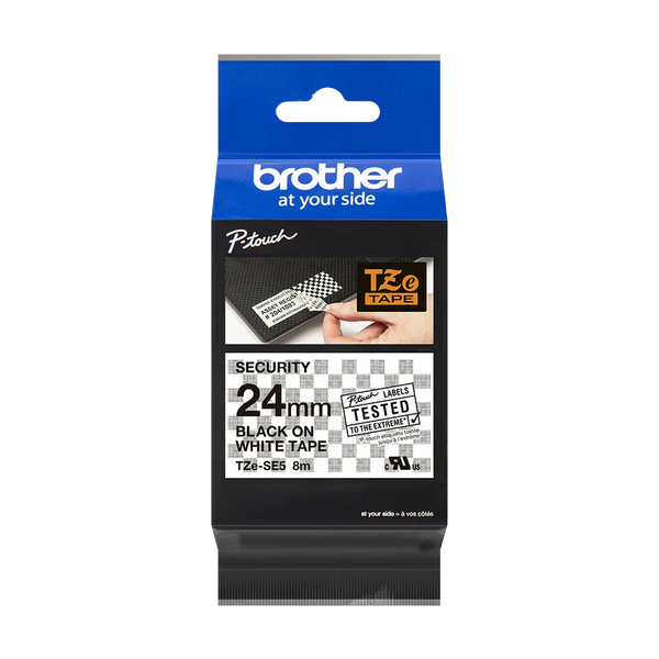 Brother TZE-SE5 - 24mm Black on White Security Tape