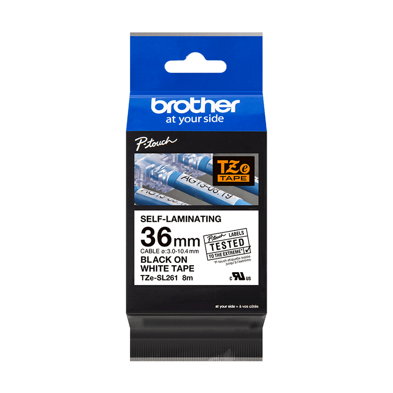 Brother TZe-SL261 - 36mm Black on White Self Laminating Tape