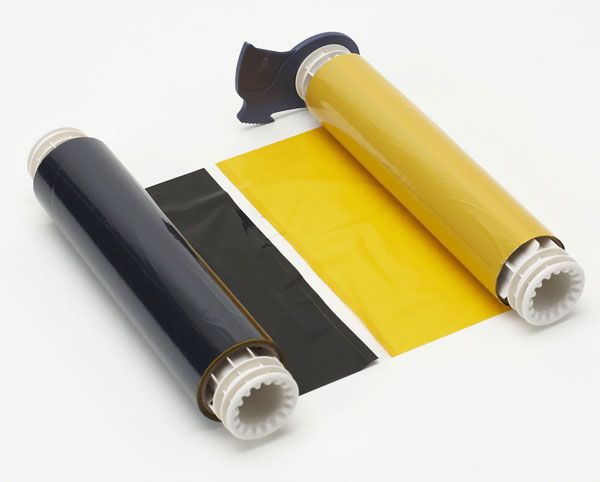 076766 - Globalmark Colour & Cut 400mm x 60 metre Black-Yellow ribbon - Labelzone