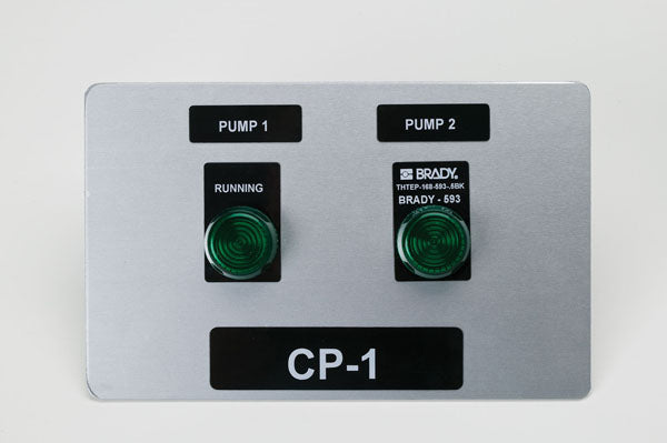 B30EP-169-593-BK - Black Brady BBP33 Raised Profile Labels - Engraved Plate Substitutes - Push Button Style - Labelzone