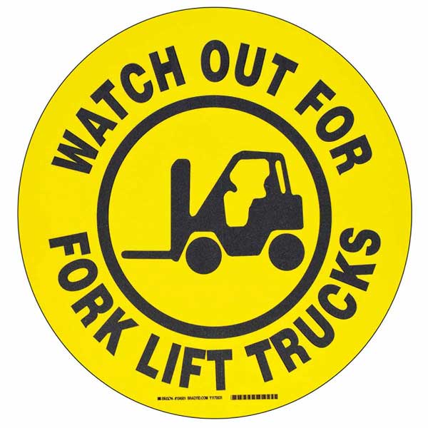 104501 Brady ToughStripe Watch Out For Forklift Trucks Floor Sign 431.80mm