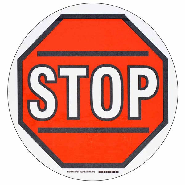 104511 Brady ToughStripe Floor Sign Stop W-symbol 431.8mm