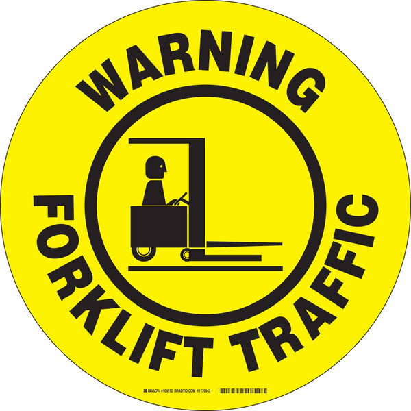 104512 Brady ToughStripe Warning Forklift Traffic Floor Sign 431.80mm