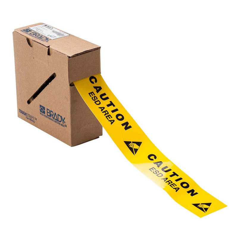 121367 Brady ToughStripe Floor Marking Tape Caution ESD Area