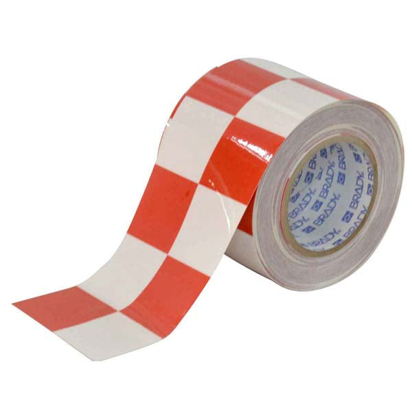 121918 Brady Checkered ToughStripe Tape Red and White 101.60 mm x 30.48 m