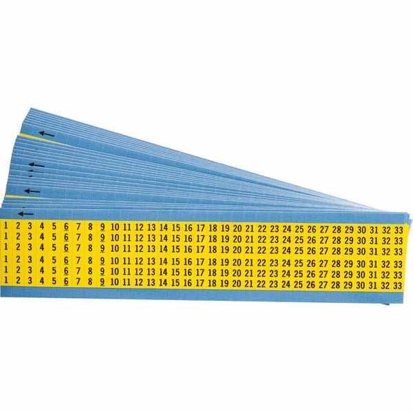 Brady - WM-1-33-YL-PK Wire Marker Cards - Consecutive Numbers on Coloured Background