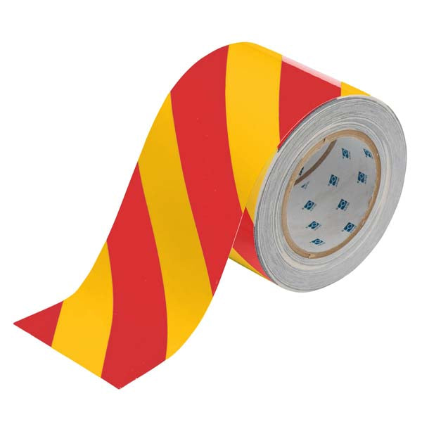 132432 Brady Striped ToughStripe Tape Red and Yellow 101.60 mm x 30.48 m