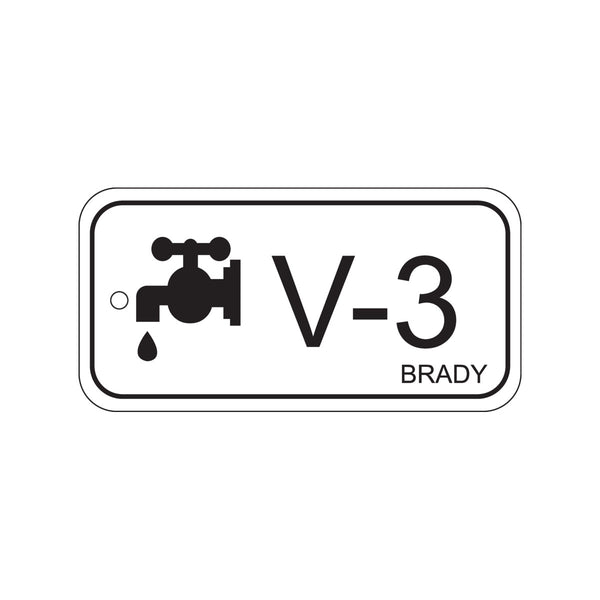 138441 Brady Energy Source Tag - Valve V-3 75.00mm x 38.00mm