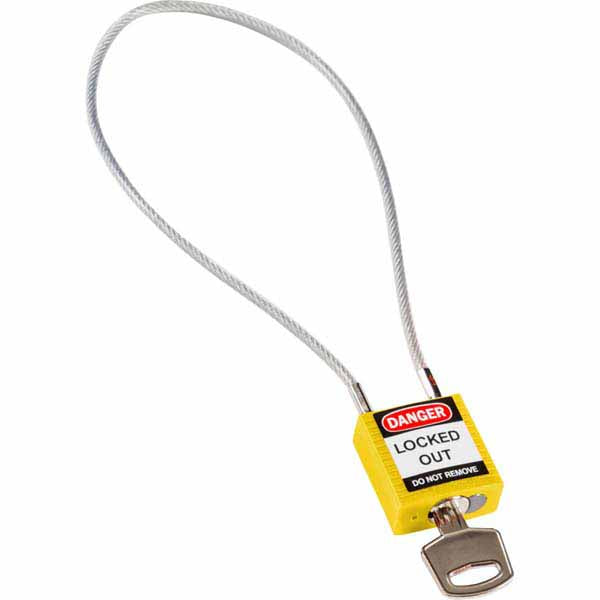 Brady 146125 Safety Padlock with Cable Yellow 40cm