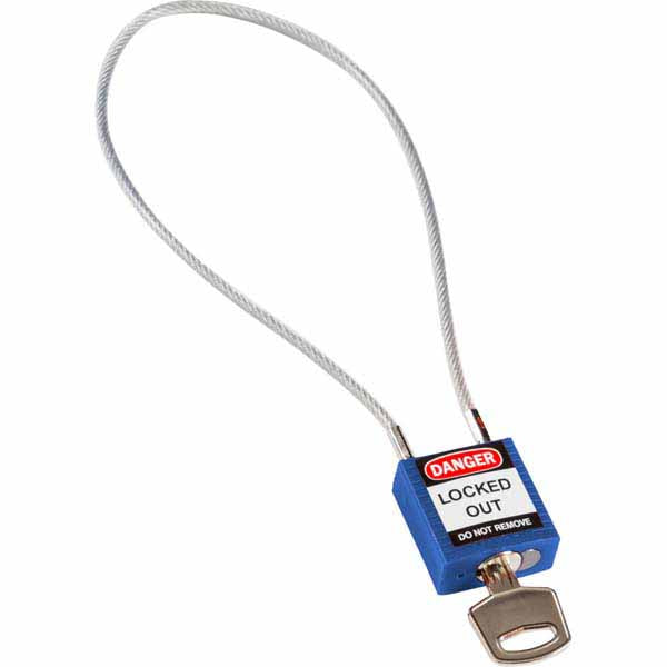 Brady 146126 Safety Padlock with Cable Blue 40cm