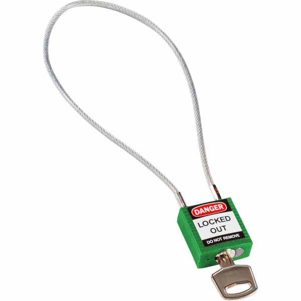 Brady 146127 Safety Padlock with Cable Green 40cm