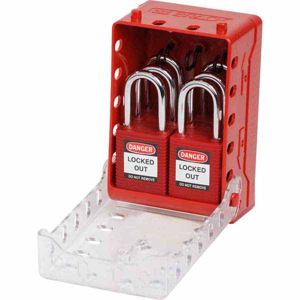 149174 Brady Ultra Compact Lock Box with 6 Red KA Locks