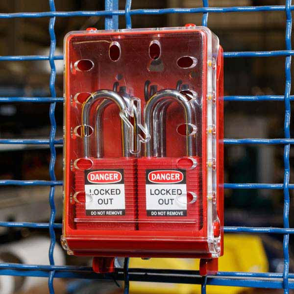 149174 Brady Ultra Compact Lock Box with 6 Red KA Locks