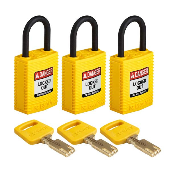 150190 Brady SafeKey Padlocks Yellow 33mm