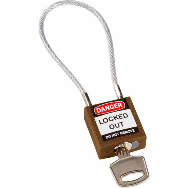 Brady 195935 Safety Padlock with Cable Brown 20cm