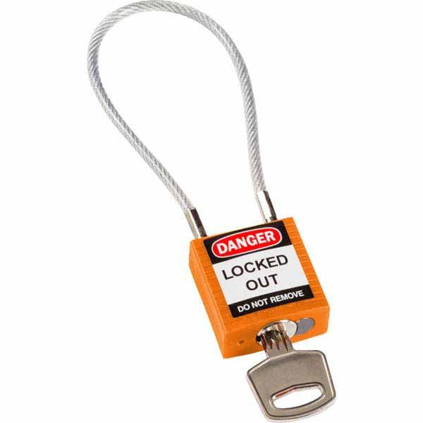 Brady 195937 Safety Padlock with Cable Orange 20cm