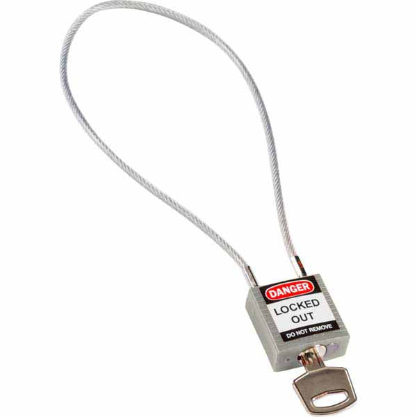Brady 195942 Safety Padlock with Cable Grey 40cm