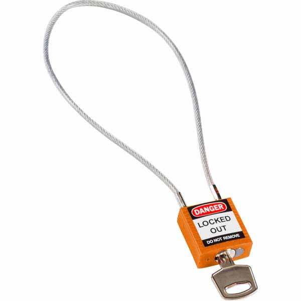 Brady 195943 Safety Padlock with Cable Orange 40cm