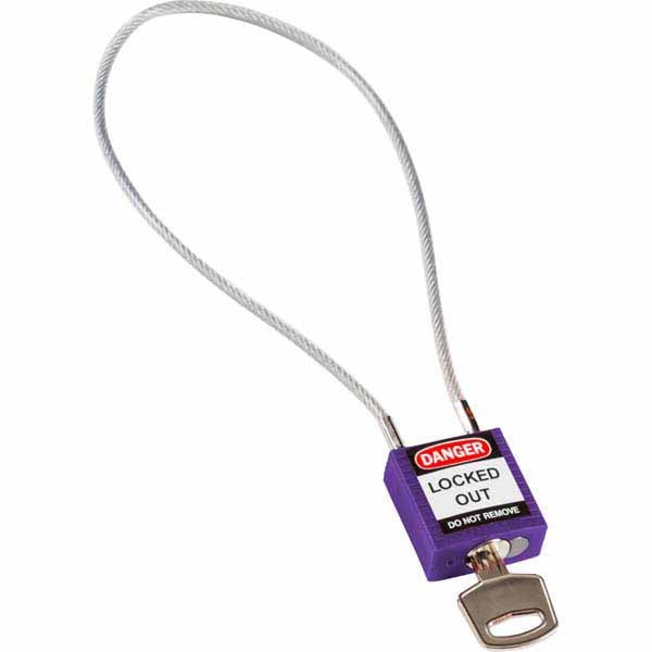 Brady 195944 Safety Padlock with Cable Purple 40cm