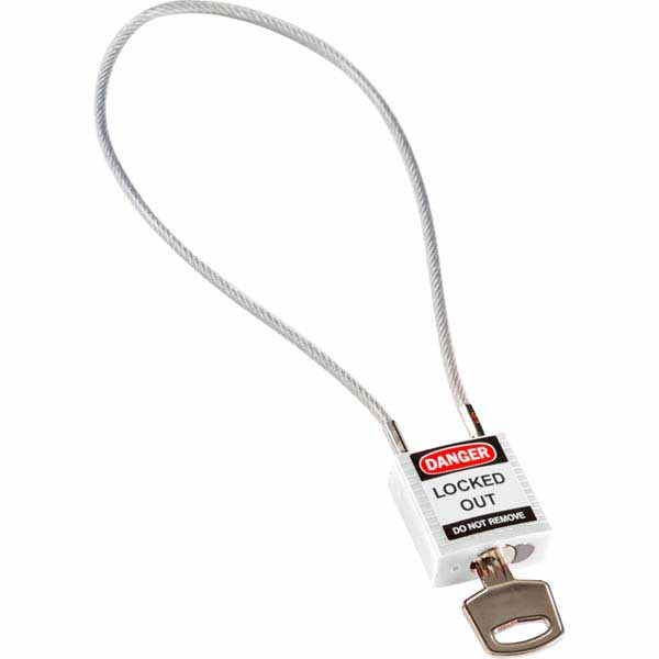 Brady 195945 Safety Padlock with Cable White 40cm