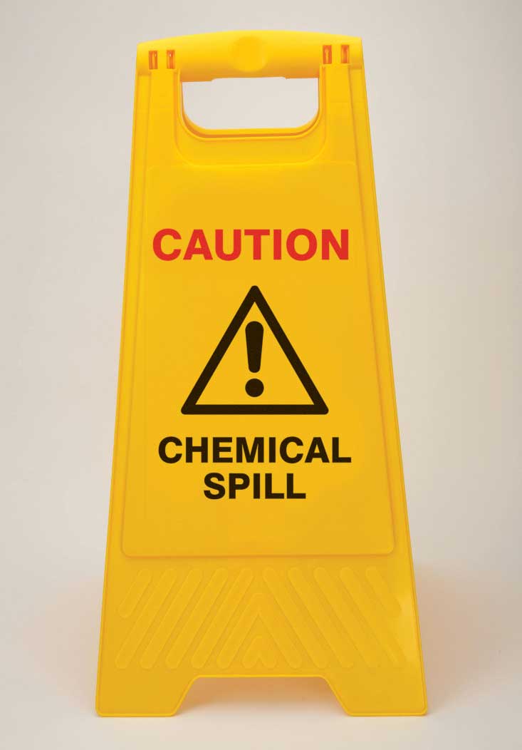 256704 - Heavy Duty Floor Stand - Caution Chemical Spill