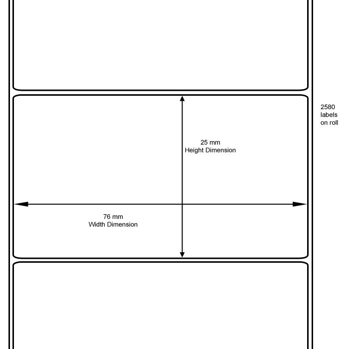 800263-105 - Zebra Z-Select 2000D Direct Thermal Paper Labels 76mm x 25mm - Labelzone