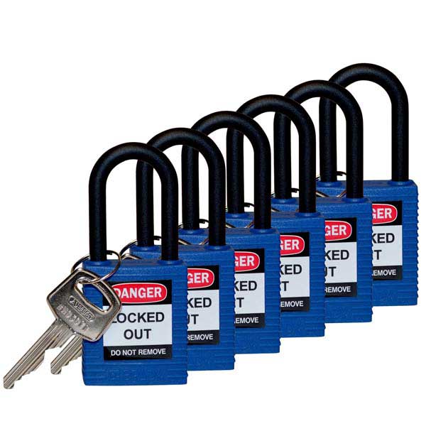 Brady 813593 Safety Padlock Nylon 38mm Blue 6 Pack